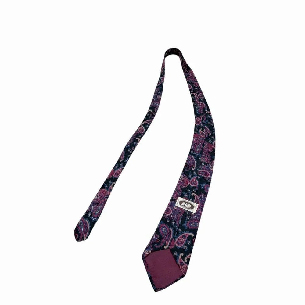 VTG Bert Pulitzer‎ Mens Multicolor Paisley Floral Silk Ancient Madder Neck Tie